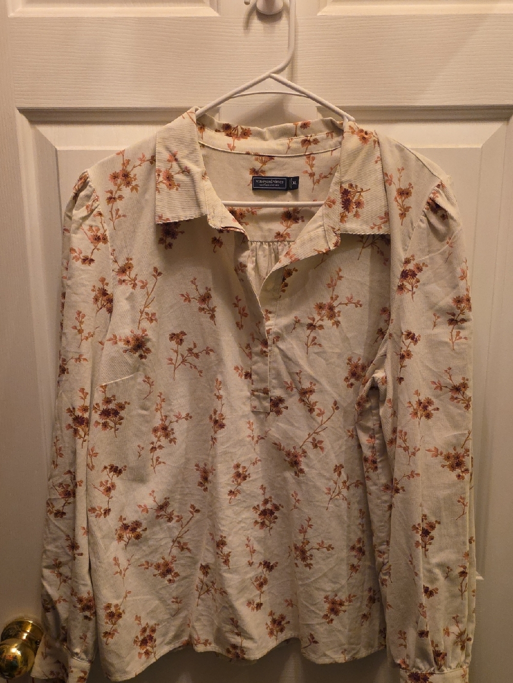 Vineyard Vines Cream Tunic with Rust Floral Print